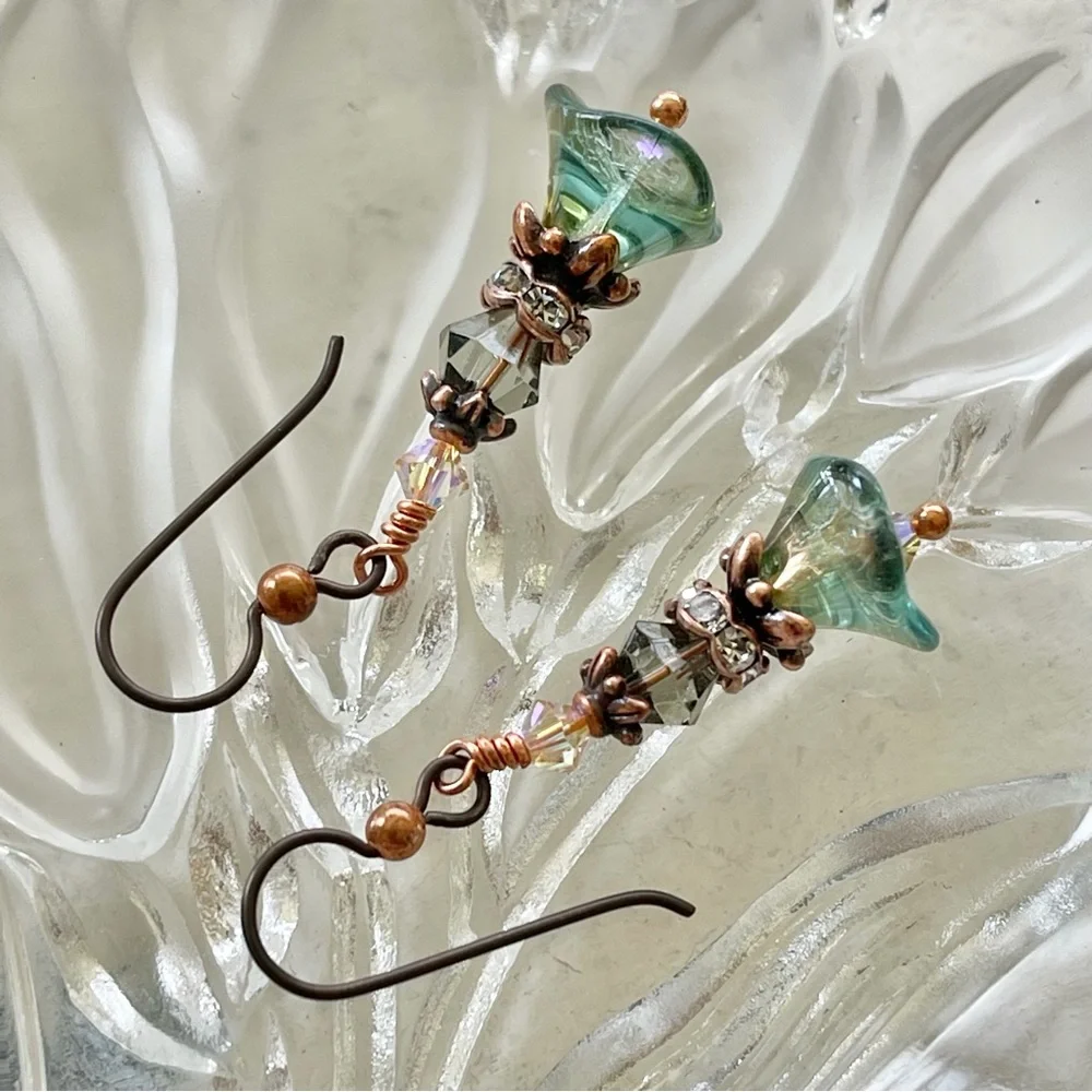 ARTISAN Earrings - “Morning Dew” Dangles - Picture 4 of 8